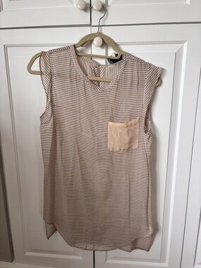 3.1 Phillip Lim Beige and Black Striped Sleeveless Pocket Tunic